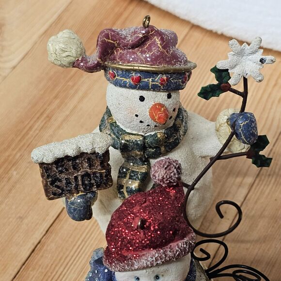 Snowman Pair Figurine Holiday Collection Lot of 2 Metal and Resin Mr & Mrs - Picture 7 of 12